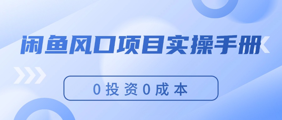 （11923期）闲鱼风口项目实操手册，0投资0成本，让你做到，月入过万，新手可做-创客项目网