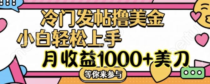 冷门发帖撸美金项目，月收益1000+美金，简单无脑，干就完了【揭秘】-创客项目网